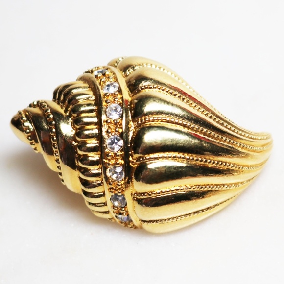 VINTAGE 1992 KENNETH JAY LANE SEASHELL SCARF SLIDE - Picture 2 of 12